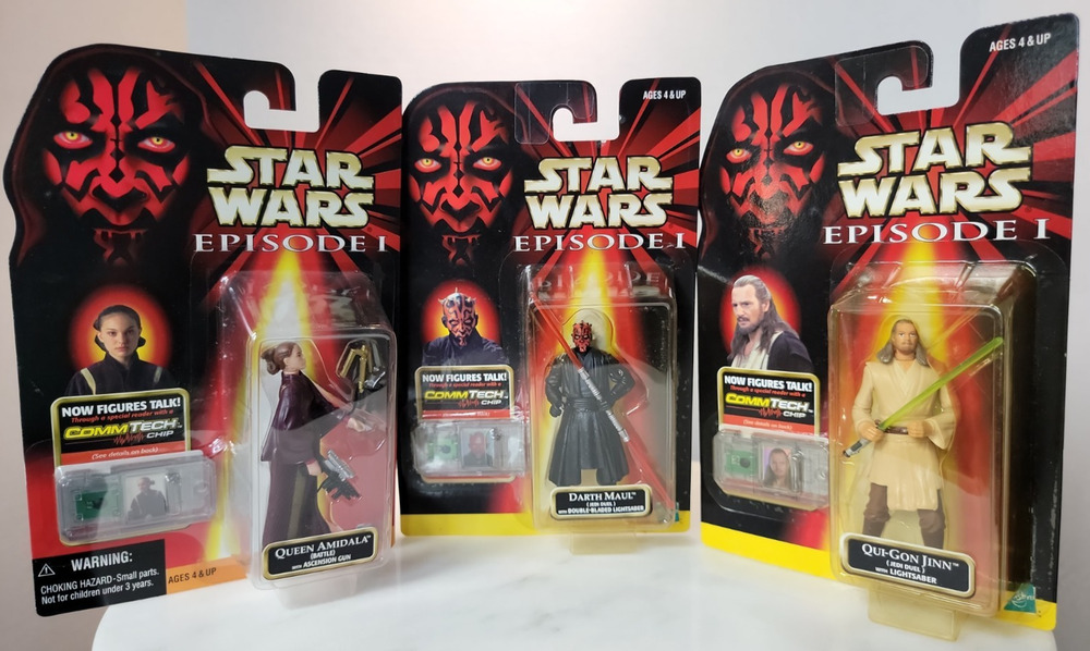 Star Wars Episode 1 Darth Maul, Padme Amidala, Qui-Gon Jinn Figures CommTech
